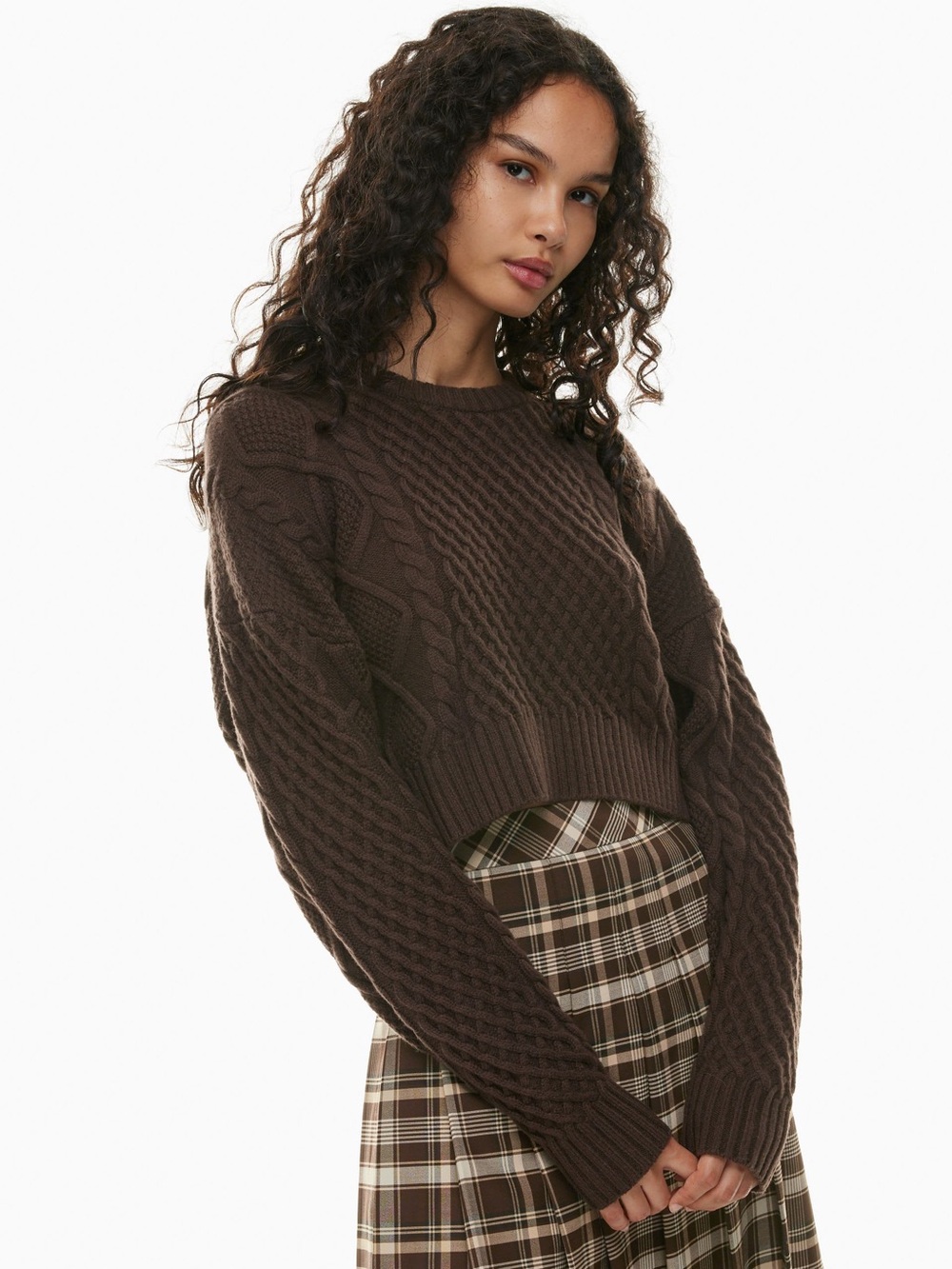 Aritzia Sunday Best Peggy Cropped Sweater Merino Wool Blend Small